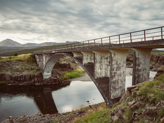 Icelandic landscape with an old bridge