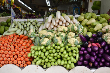 Assorted fresh raw organic vegetables