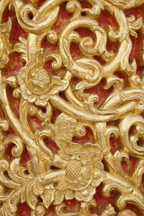 Pattern of wood carve gold paint for decoration