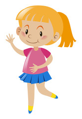 Little girl in pink greeting