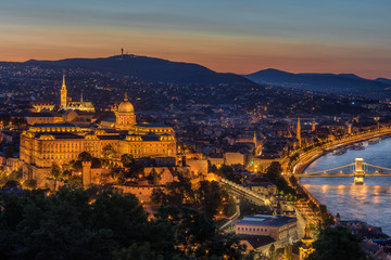 Fototapeta na wymiar Buda Castle overlooking the Danube River in Hungary
