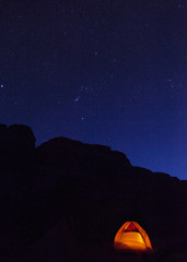 Tent and night sky in the Utah Desert