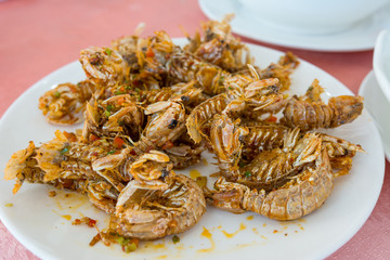 Chinese food - Salt fried mantis shrimps