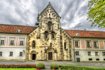 Obraz premium Abbey of the Holy Cross (Stift Heiligenkreuz) in Vienna woods.