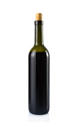 Bottle of red wine. On white, isolated background.