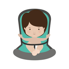 boy sit in Baby rides module with layette form vector illustration