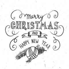 Merry Christmas Lettering Design. Vector illustration.