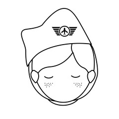silhouette front face woman flight attendant vector illustration