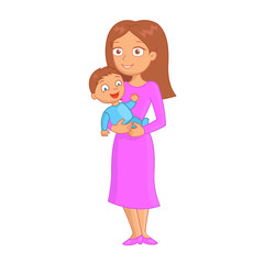 Cheerful mom holding smiling baby