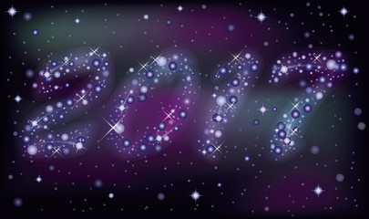 Starry new 2017 year banner, vector illustration