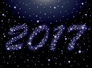 Happy starry new 2017 year card, vector illustration