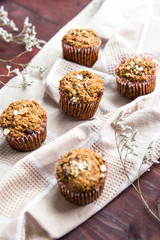 Carrot cupcakes with oat flour and cranberries