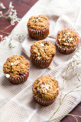 Carrot cupcakes with oat flour and cranberries