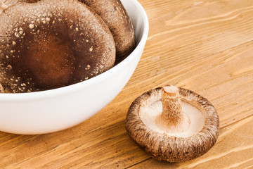 Shiitake mushrooms in a bowl