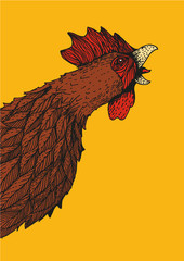 Hand drawing cock. Line art illustration