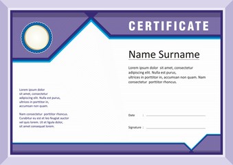Fototapeta premium Purple Modern Diploma / Certificate Template Design