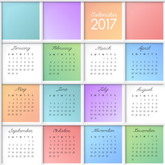 2017 calendar grid, vector template with geomtric background