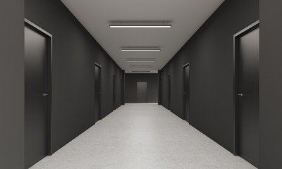 Long corridor in office - obrazy, fototapety, plakaty