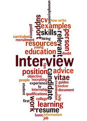 Obraz premium Interview, curriculum vitae, word cloud concept 2