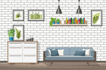Illustration of interior equipment of a modern living room