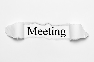 Meeting on white torn paper