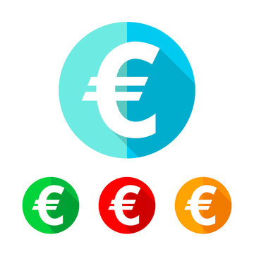 Set of colored euro icons. Vector illustration.