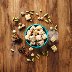 Brown sugar and spices cardamom and anise