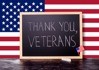 greeting card of handwriting text thank you veterans is written