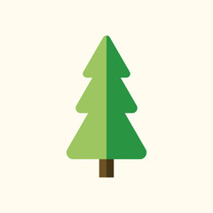 Fototapeta premium Christmas tree sign. Simple cartoon icon. Green template silhouette, isolated on white background. Flat design. Symbol of holiday, winter, Christmas, New Year celebration. Vector illustration