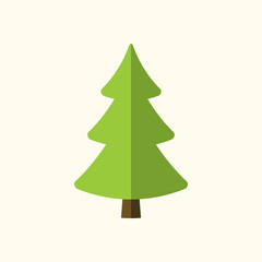Christmas tree sign. Simple cartoon icon. Green template silhouette, isolated on white background. Flat design. Symbol of holiday, winter, Christmas, New Year celebration. Vector illustration