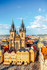 Fototapeta premium View on famous Tyn cathedral in the old town of Prague