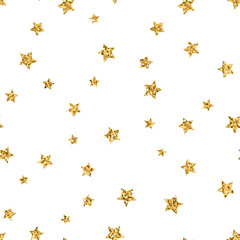 Fototapeta premium Stars seamless pattern gold and white retro background. Abstract bright golden design for wallpaper, Christmas decoration, confetti, textile, wrapping. Symbol of holiday. Vector illustration