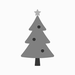 Christmas tree sign. Simple cartoon icon. Black template silhouette, isolated on white background. Flat design. Symbol of holiday, winter, Christmas, New Year celebration. Vector illustration