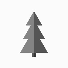 Obraz premium Christmas tree sign. Simple cartoon icon. Black template silhouette, isolated on white background. Flat design. Symbol of holiday, winter, Christmas, New Year celebration. Vector illustration