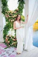 beautiful woman in white dress