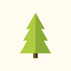 Christmas tree sign. Simple cartoon icon. Green template silhouette, isolated on white background. Flat design. Symbol of holiday, winter, Christmas, New Year celebration. Vector illustration