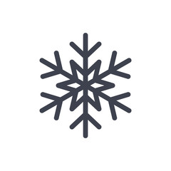 Snowflake icon. Gray silhouette snow flake sign, isolated on white background. Flat design. Symbol of winter, frozen, Christmas, New Year holiday. Graphic element decoration. Vector illustration
