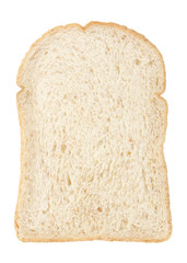 Close-up image of one slice of white bread against the white bac