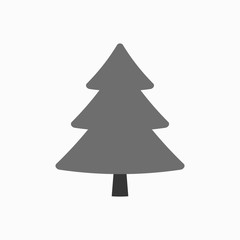 Fototapeta premium Christmas tree sign. Simple cartoon icon. Black template silhouette, isolated on white background. Flat design. Symbol of holiday, winter, Christmas, New Year celebration. Vector illustration