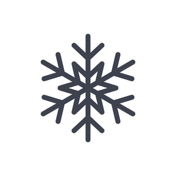 Snowflake icon. Gray silhouette snow flake sign, isolated on white background. Flat design. Symbol of winter, frozen, Christmas, New Year holiday. Graphic element decoration. Vector illustration