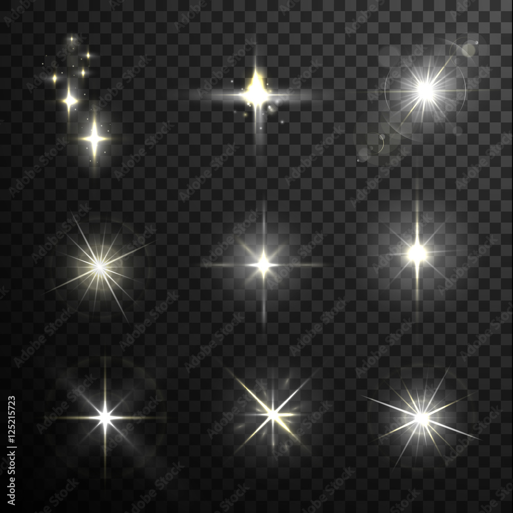 Wall mural stars and sparkles - collection of design elements on half-transparent background - eps10 vector