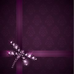 Background with ribbons and diamond dragonfly decoration - eps10