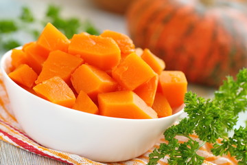 Pumpkin slices in a plate bowl