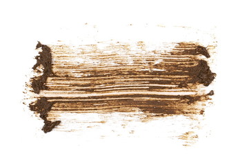 drops of mud sprayed isolated on white background, with clipping path