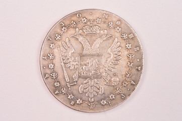 Antique silver ruble coin 1730 Russian Empress Anna  downside