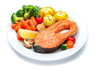 Crispy roasted salmon steak