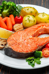 Crispy roasted salmon steak