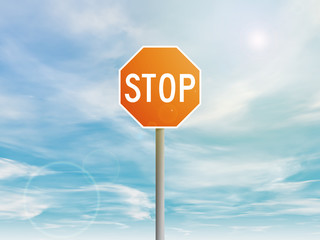 Red stop sign in the sky