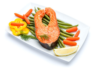 Crispy roasted salmon steak