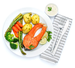 Crispy roasted salmon steak